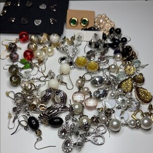 40 pair Earring bundle dainty & dangle Silver Gold tone lot pretty pieces studs